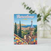 Barcelona Spain Park Güell Postkarte (Stehend Vorderseite)