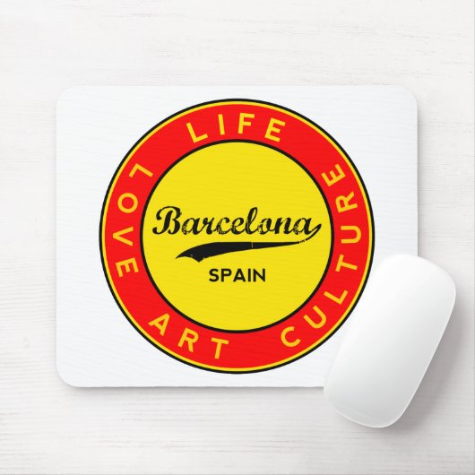 Barcelona, Spain, red, art, circle, Mousepad (Mit Mouse)