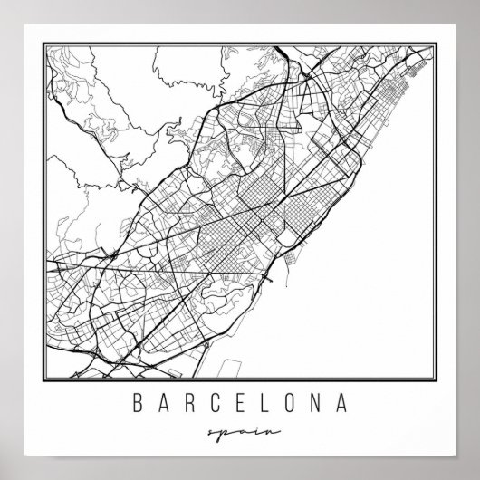 Barcelona Spain Street Map Poster (Vorne)