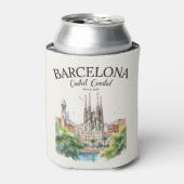 Barcelona Spain Vintage Art Landscape Dosenkühler (Kanne Vorderseite)