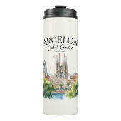 Barcelona Spain Vintage Art Landscape Thermosbecher (Vorderseite)
