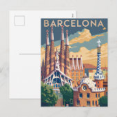 Barcelona Spain vintage Feiertagspostkarte (Vorne/Hinten)
