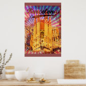 Barcelona, Spain, Vintage, Plakat (Küche)