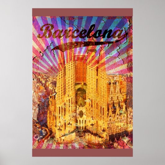 Barcelona, Spain, Vintage, Plakat (Vorne)