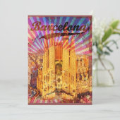 Barcelona, Spain, Vintage, Plakat Einladung (Stehend Vorderseite)