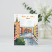 barcelona Span Travel Art Vintag Postkarte (Stehend Vorderseite)