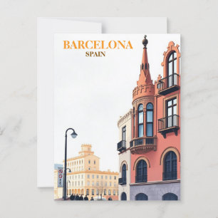 barcelona Span Travel Art Vintag Postkarte