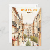 barcelona Span Travel Art Vintag Postkarte (Vorne/Hinten)