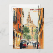 barcelona Span Travel Art Vintag Postkarte (Vorne/Hinten)