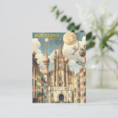 barcelona Span Travel Art Vintag Postkarte (Stehend Vorderseite)