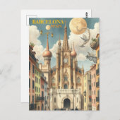 barcelona Span Travel Art Vintag Postkarte (Vorne/Hinten)