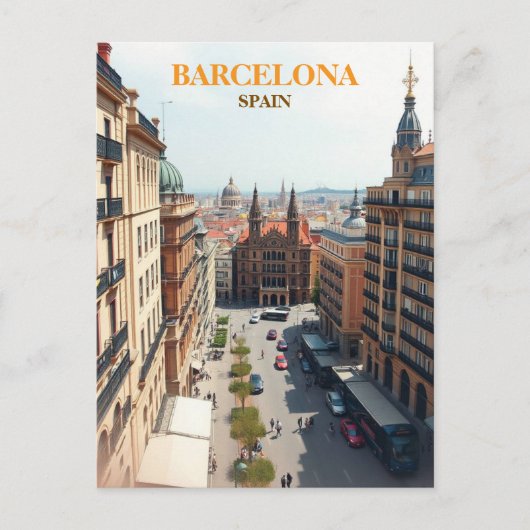 barcelona Span Travel Art Vintag Postkarte (Vorderseite)