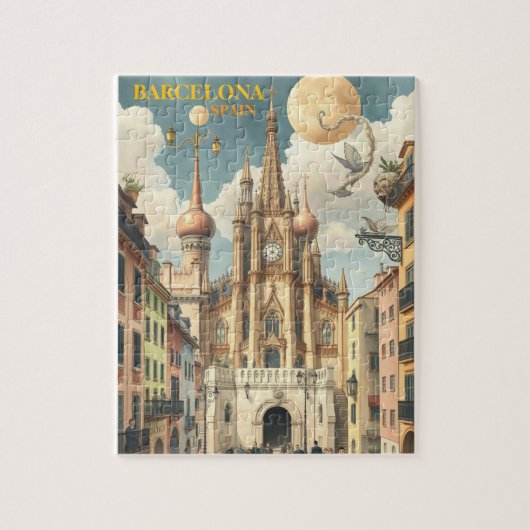 barcelona Span Travel Art Vintag Puzzle (Vertikal)