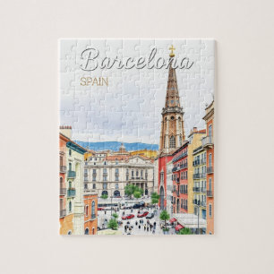 barcelona Span Travel Art Vintag Puzzle