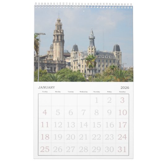Barcelona, Spanien, 24 Monate Kalender (Jan 2026)