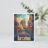 Barcelona Spanien Art Vintage Reise Illustration Postkarte (Stehend Vorderseite)