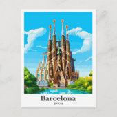 Barcelona Spanien Art Vintage Reise Illustration Postkarte (Vorderseite)