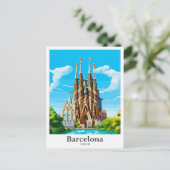 Barcelona Spanien Art Vintage Reise Illustration Postkarte (Stehend Vorderseite)