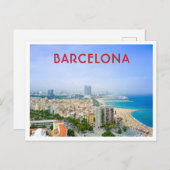 Barcelona Spanien Aussicht auf Stadt und Strand Postkarte (Vorne/Hinten)