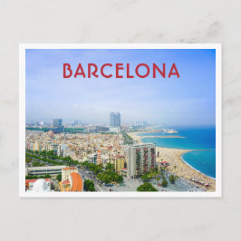 Barcelona Spanien Aussicht auf Stadt und Strand Postkarte