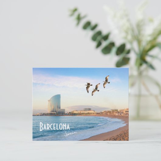 Barcelona, Spanien - Barceloneta Strand Postkarte (Stehend Vorderseite)
