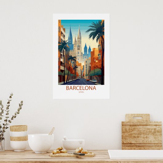Barcelona Spanien Berühmte Sehenswürdigkeiten Poster (Küche)
