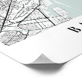 Barcelona Spanien Blue Water Street Karte Poster (Ecke)