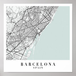 Barcelona Spanien Blue Water Street Karte Poster