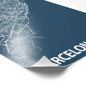 Barcelona - Spanien Blueprint Stadtplan Fotodruck (Ecke)