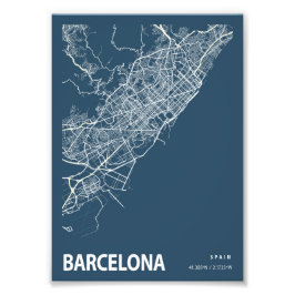 Barcelona - Spanien Blueprint Stadtplan Fotodruck