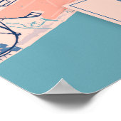 Barcelona - Spanien Breezy Stadtplan Poster (Ecke)