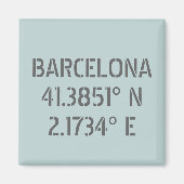 Barcelona Spanien Breitengrad und Länge Magnet (Vorne)