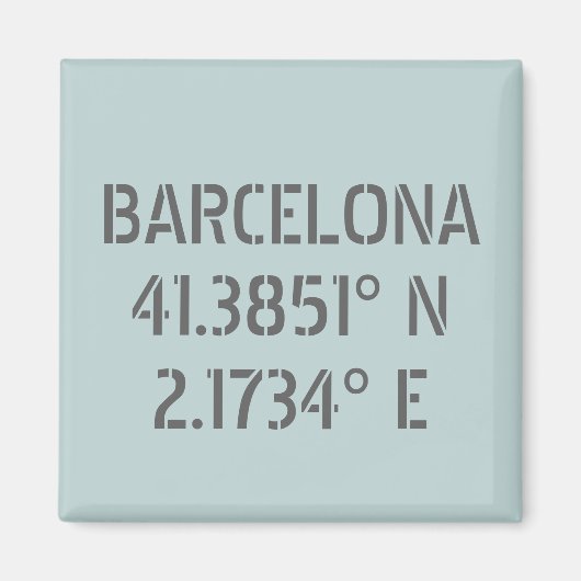 Barcelona Spanien Breitengrad und Länge Magnet (Vorne)