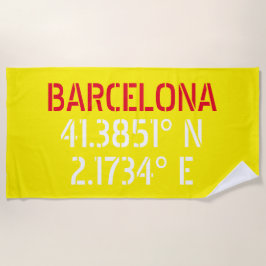 Barcelona Spanien Breitengrad und Länge Strandtuch