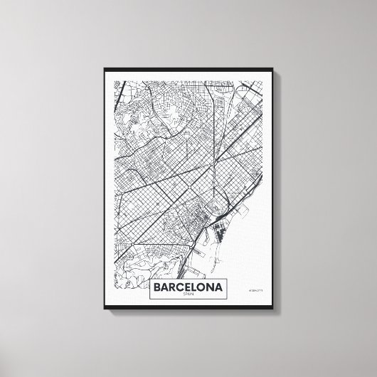 Barcelona, Spanien | City Map Leinwanddruck (Vorderseite)