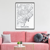 Barcelona, Spanien | City Map Leinwanddruck (Insitu (Wohnzimmer))