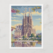 Barcelona Spanien Der berühmte Vintage Travel Plac Postkarte (Vorderseite)