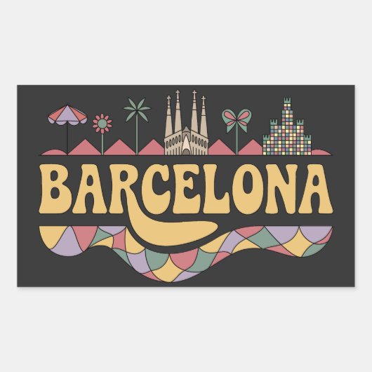 Barcelona Spanien Europa Rechteckiger Aufkleber (Vorderseite)