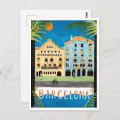 Barcelona Spanien Farbenfrohe Stadtmauer Retro Ins Postkarte (Vorne/Hinten)
