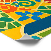 Barcelona Spanien Farbige Luftansicht Reise Poster (Ecke)