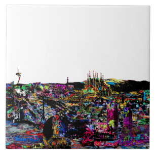 Barcelona, Spanien, Graffiti Fliese