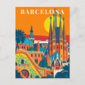 Barcelona Spanien Jahrgang Reise Illustration Postkarte (Vorderseite)