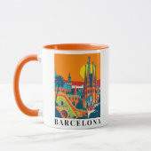 Barcelona Spanien Jahrgang Reise Illustration Tasse (Links)