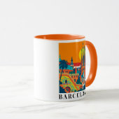 Barcelona Spanien Jahrgang Reise Illustration Tasse (VorderseiteRechts)