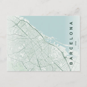 Barcelona Spanien Karte Minimale Postkarte