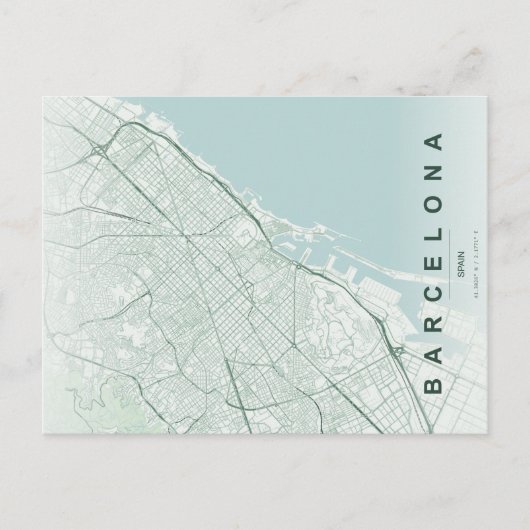 Barcelona Spanien Karte Minimale Postkarte (Vorderseite)