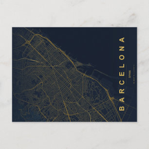 Barcelona Spanien Karte Minimale Postkarte