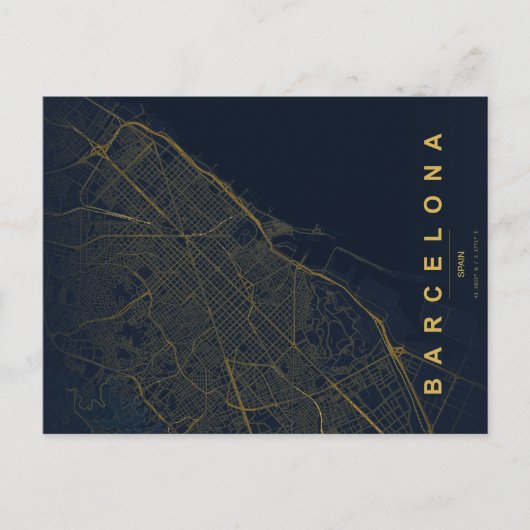 Barcelona Spanien Karte Minimale Postkarte (Vorderseite)