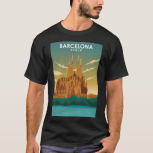 Barcelona Spanien Kathedrale Reiseplakat T-Shirt