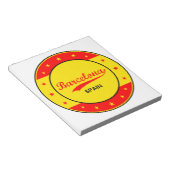 Barcelona, Spanien, Kreis mit Flaggenfarben Notizblock (angewinkelt)